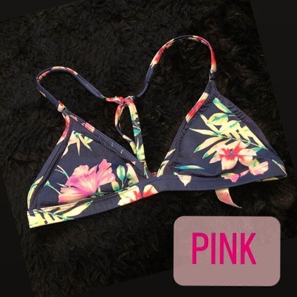 PINK Victoria Secret floral tropical print bikini bra top women’s Small - Picture 1 of 6